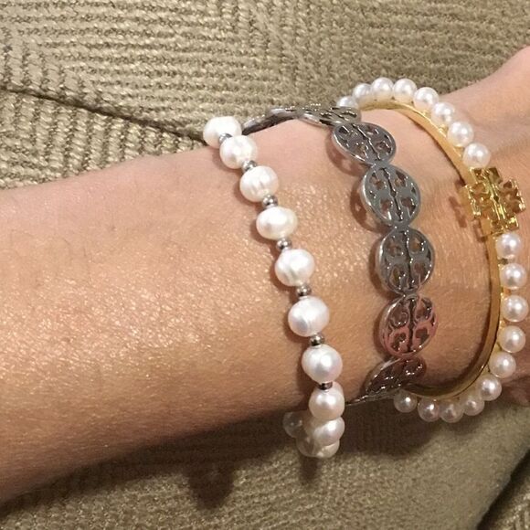 FRESHWATER PEARLS BRACELET SILVER FASHION JEWELRY BRACELET - Picture 3 of 4